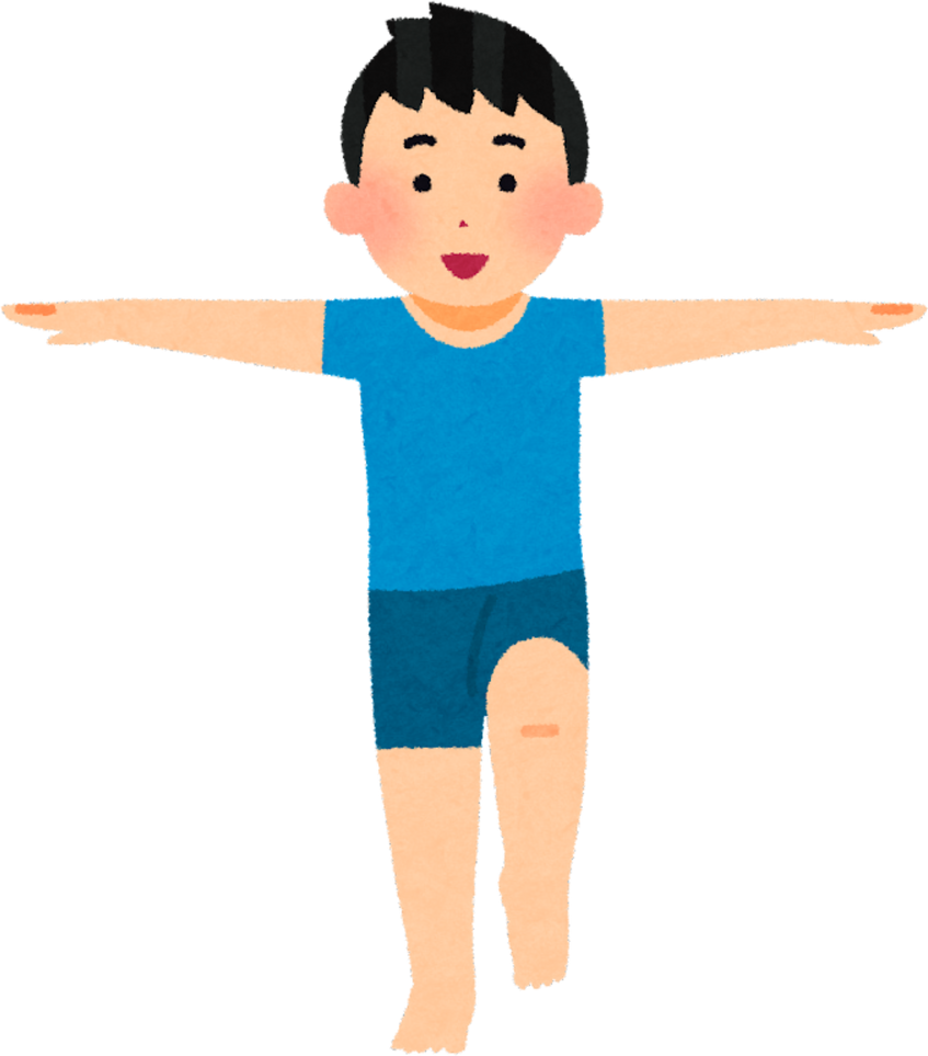 Illustration of a Boy Balancing on One Foot